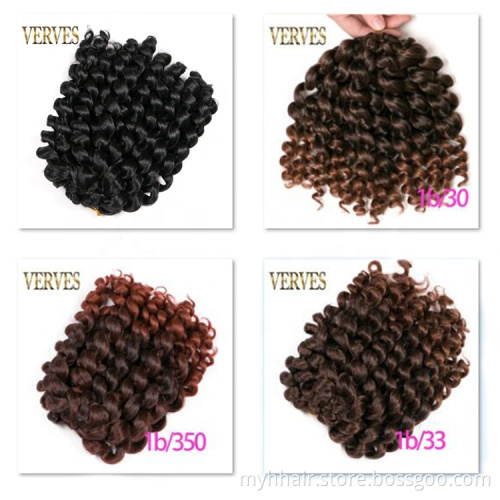 Synthetic Crochet Hair Extensions 8 inch Ombre Braiding Hair twist blonde african braided Jumpy Wand Jamaican Bounce Curl